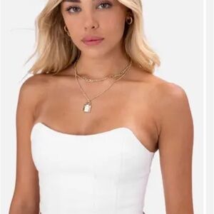 Adika White Strapless Denim Corset Top